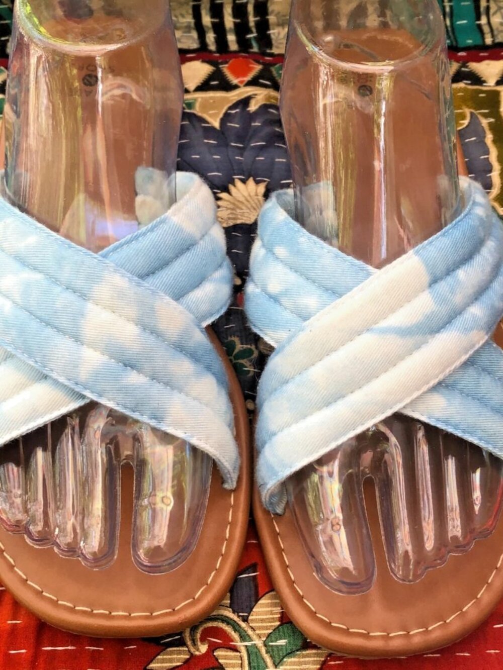 Shade & Shore Womens Size 10 Blue Textile Criss Cross Open Toe Sandals